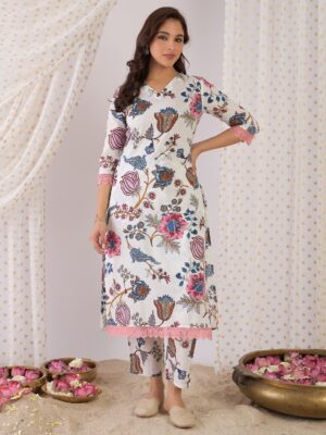 Elegant Floral Cotton Kurta Set